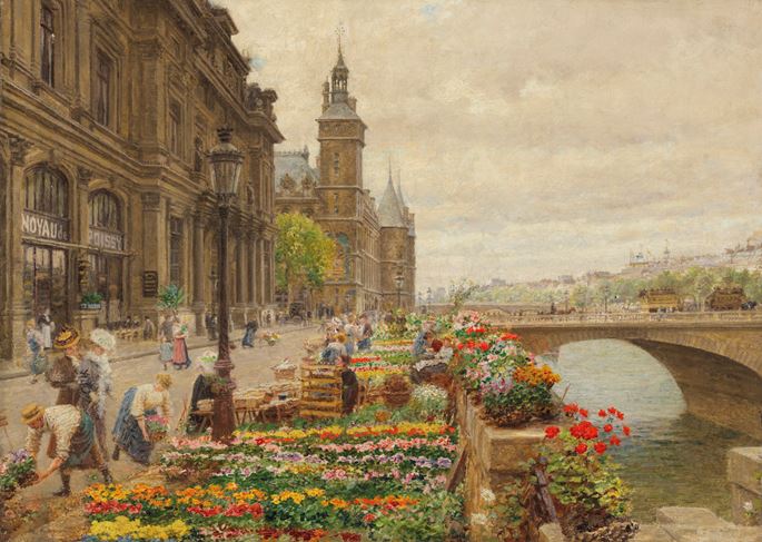 Marie-François Firmin-Girard - Le quai aux fleurs et l’hôtel de ville | MasterArt